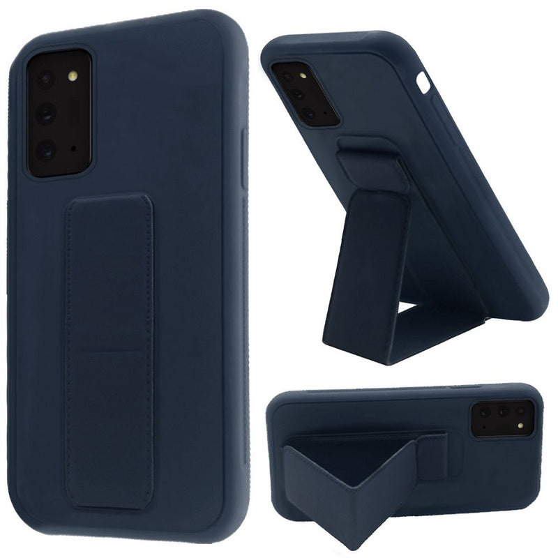 For Samsung Galaxy Note 20 Foldable Magnetic Kickstand Vegan Case Cover - Dark Blue