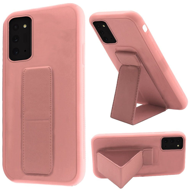 For Samsung Galaxy Note 20 Foldable Magnetic Kickstand Vegan Case Cover - Light Pink