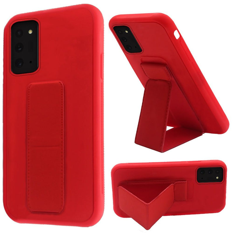 For Samsung Galaxy Note 20 Foldable Magnetic Kickstand Vegan Case Cover - Red