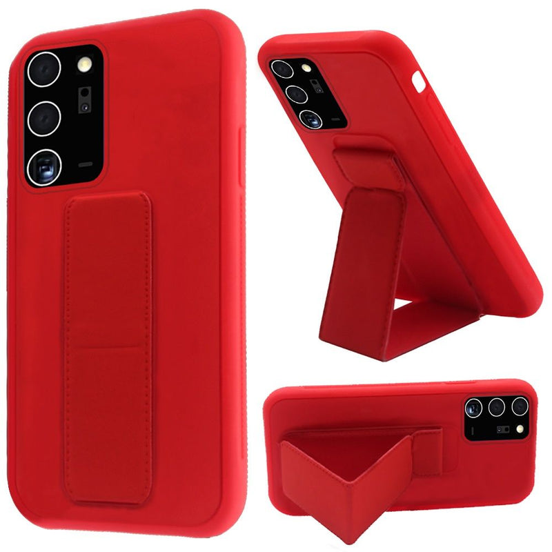 For Samsung Galaxy Note 20 Ultra Foldable Magnetic Kickstand Vegan Case Cover - Red