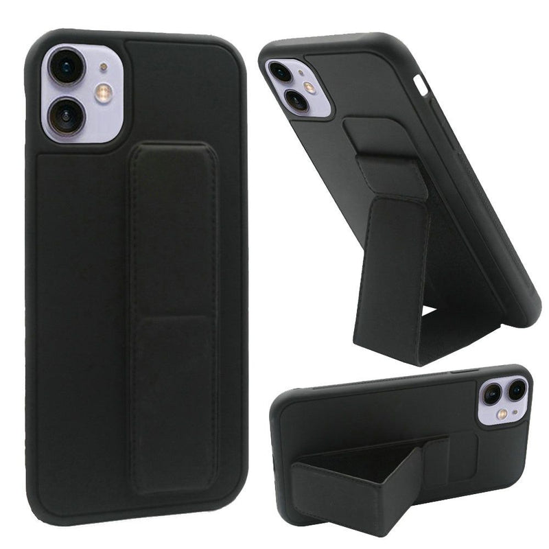 For iPhone 12 Mini 5.4 Foldable Magnetic Kickstand Vegan Case Cover - Black