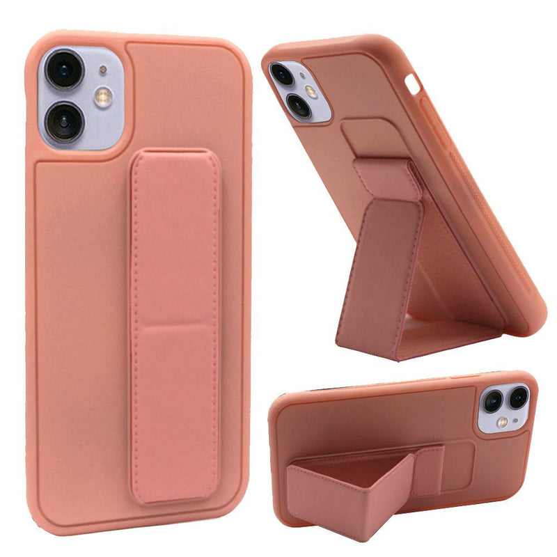 For iPhone 12 Mini 5.4 Foldable Magnetic Kickstand Vegan Case Cover - Light Pink