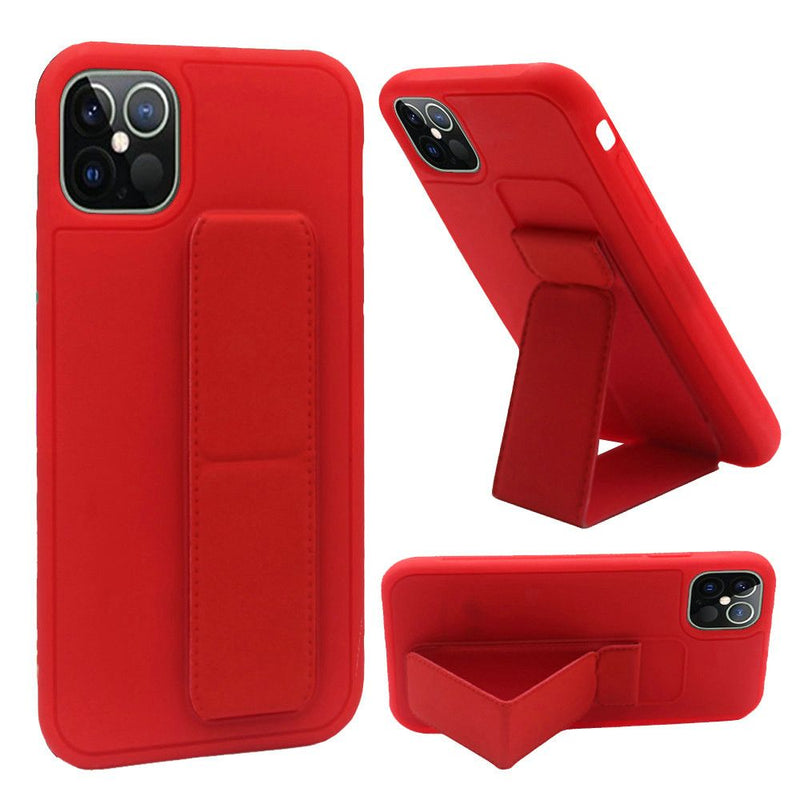 Foldable Magnetic Kickstand Vegan Case Cover For iPhone 12/Pro (6.1 Only) - Red