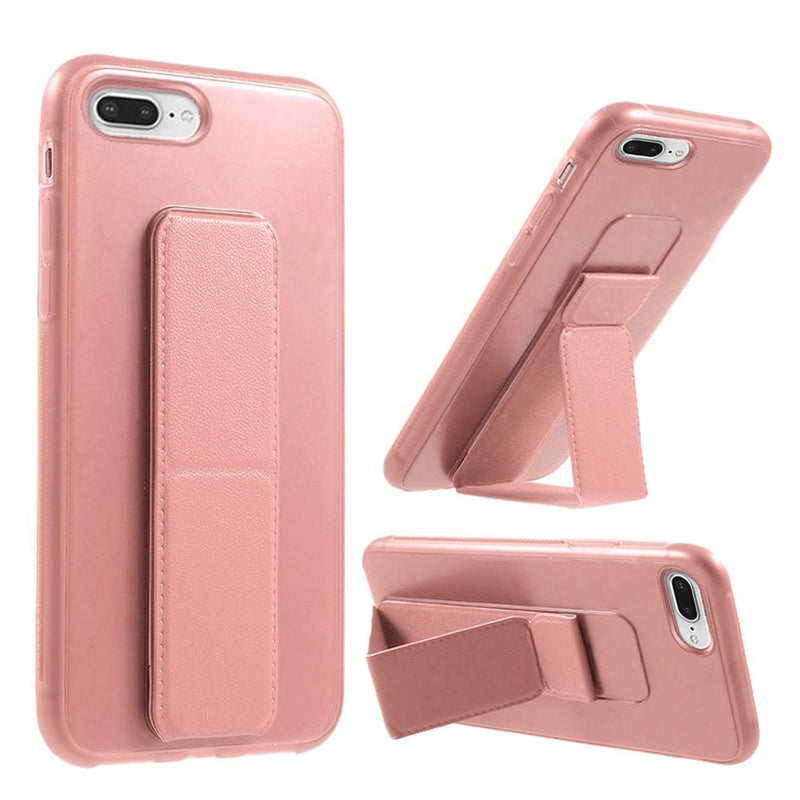 For Apple iPhone SE2 (2020) 8/7/6/6s Foldable Magnetic Kickstand Vegan Case Cover - Light Pink
