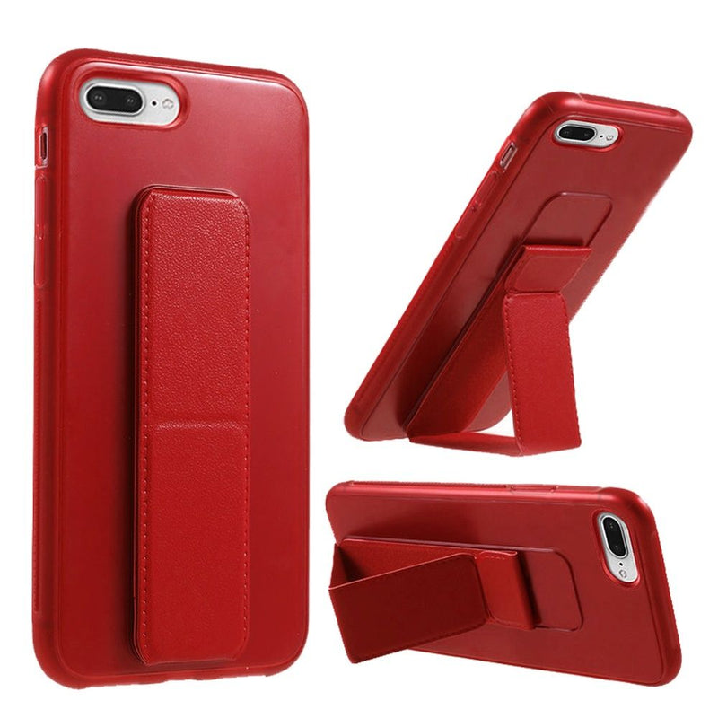 For Apple iPhone SE2 (2020) 8/7/6/6s Foldable Magnetic Kickstand Vegan Case Cover - Red