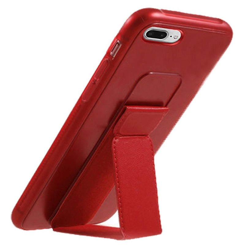 For Apple iPhone SE2 (2020) 8/7/6/6s Foldable Magnetic Kickstand Vegan Case Cover - Red