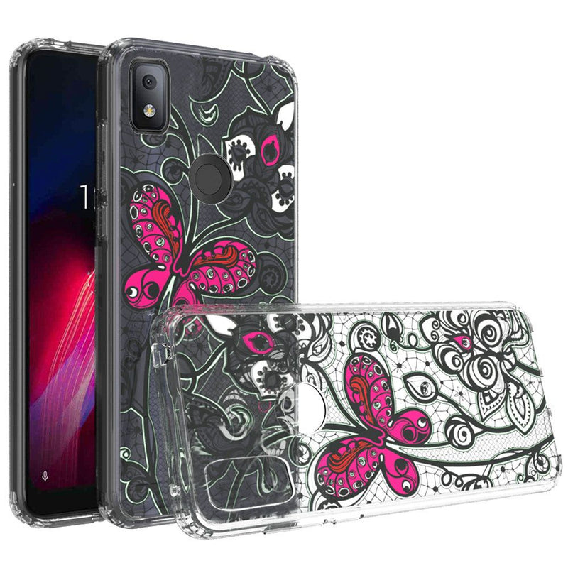 For Revvl 4 Design Transparent Hybrid Case - Butterfly