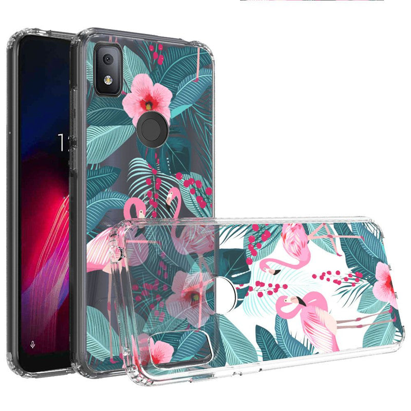 For Revvl 4 Design Transparent Hybrid Case - Flamingo