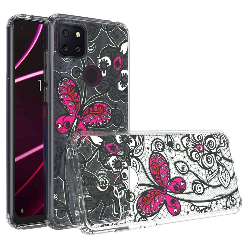 For Revvl 5G Design Transparent Hybrid Case - Butterfly