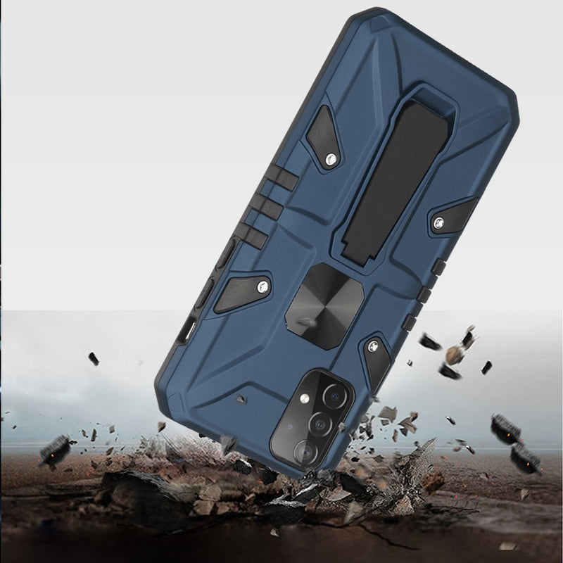 For Samsung Galaxy A72 5G Force Magnetic Tough Kickstand Hybrid Case Cover - Blue