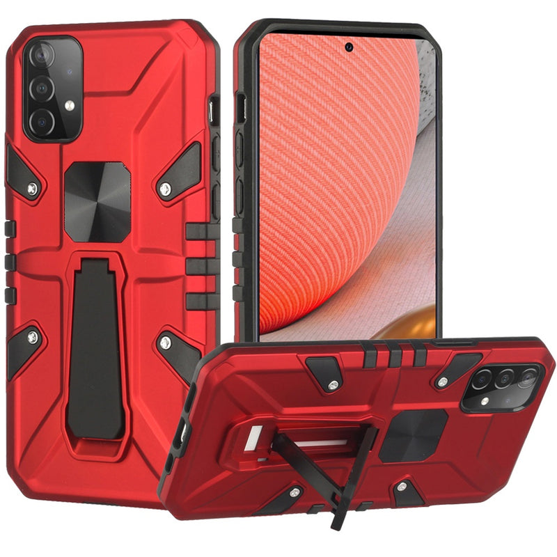 For Samsung Galaxy A72 5G Force Magnetic Tough Kickstand Hybrid Case Cover - Red