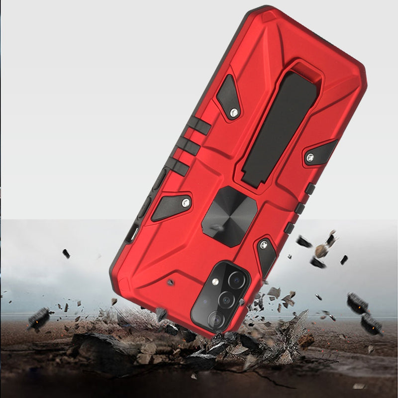 For Samsung Galaxy A72 5G Force Magnetic Tough Kickstand Hybrid Case Cover - Red