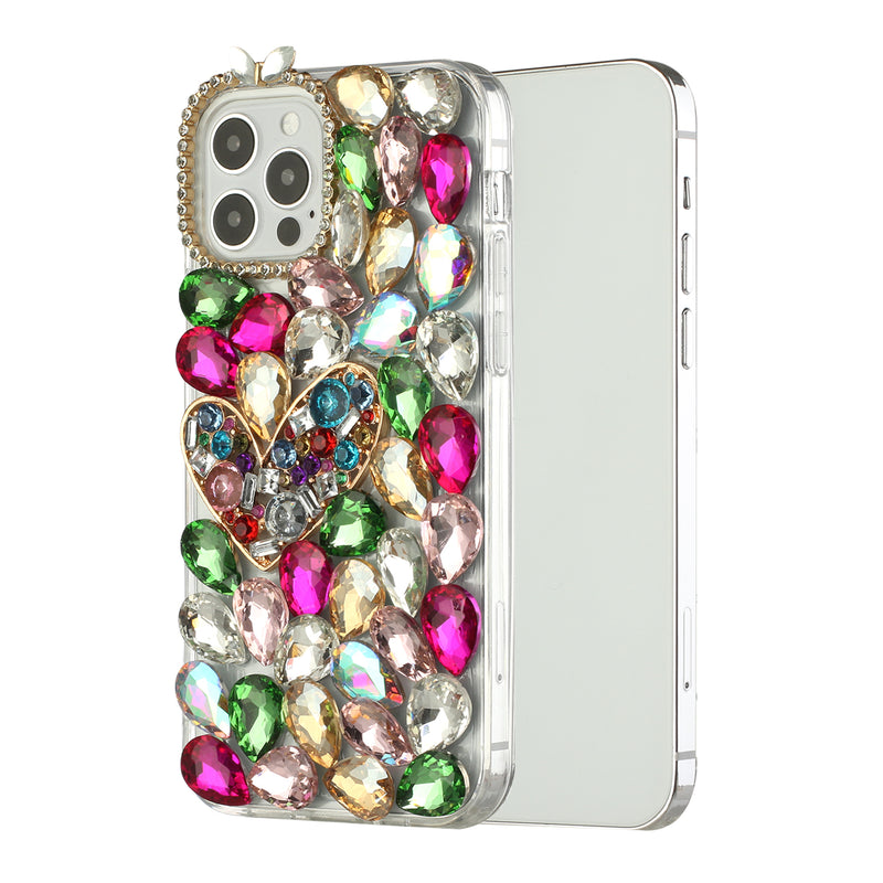 For Apple iPhone 11 (XI6.1) Full Diamond with Ornaments Hard TPU Case Cover - Colorful Ornaments with Heart