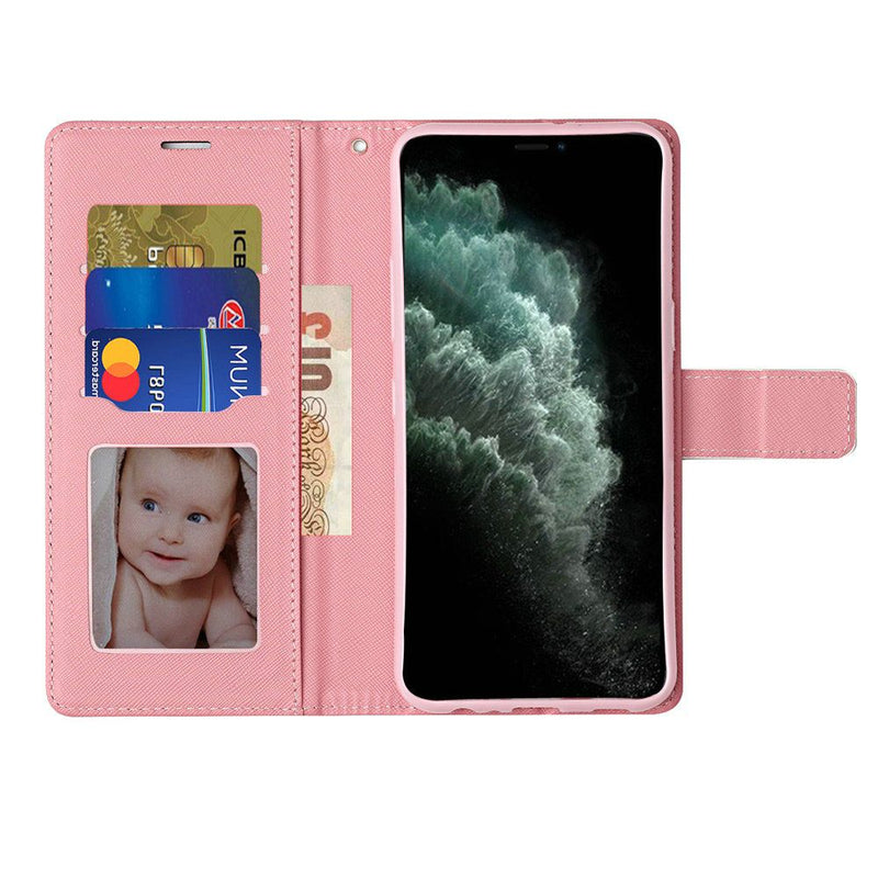 For Apple iPhone 11 Pro MAX (XI6.5) Vegan Design Wallet ID Card Case Cover - Flamingo