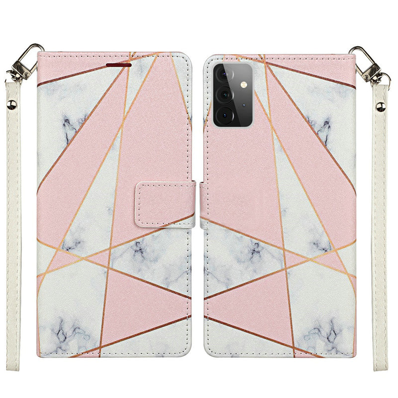 For Moto G Power 2021 Vegan Design Wallet ID Card Case Cover - Marble