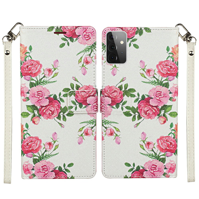 For Moto G Power 2021 Vegan Design Wallet ID Card Case Cover - Roses Bouquet