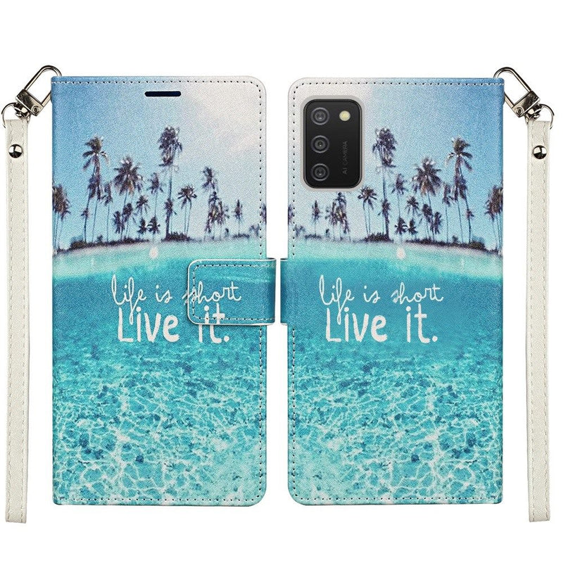 For Apple iPhone 14 PRO 6.1" Vegan Design Wallet ID Card Case Cover - Live Life