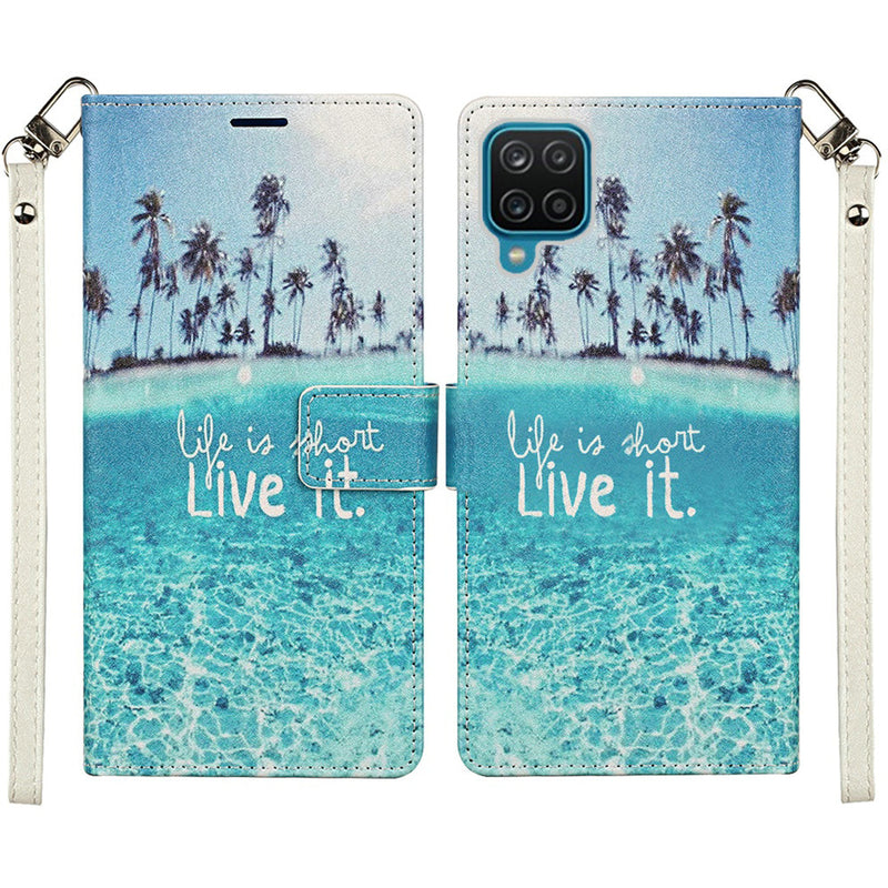 For Motorola Moto One 5G Ace Vegan Design Wallet ID Card Case Cover - Live Life
