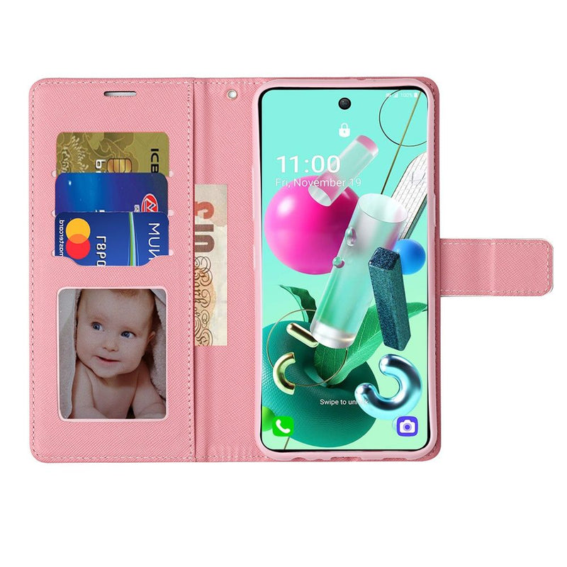 For LG K92 5G Vegan Design Wallet ID Card Case Cover - Flamingo