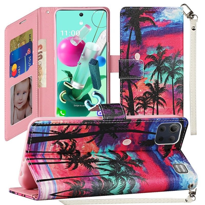 For LG K92 5G Vegan Design Wallet ID Card Case Cover - Beautiful Island
