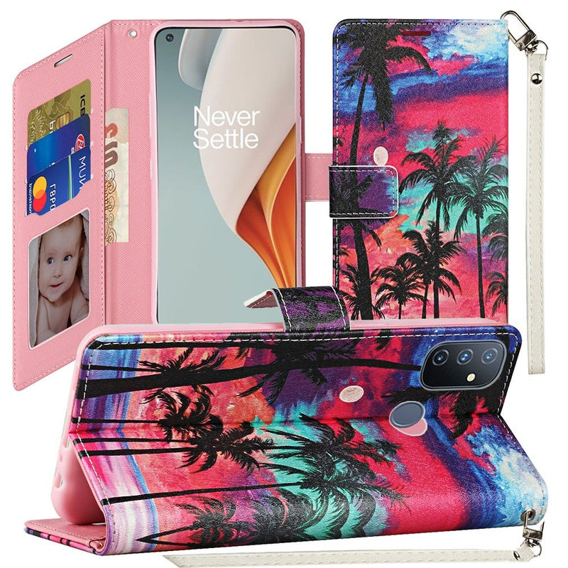 For OnePlus Nord N100 Vegan Design Wallet ID Card Case Cover - Beautiful Island