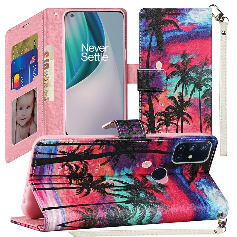 For OnePlus Nord N10 5G Vegan Design Wallet ID Card Case Cover - Beautiful Island