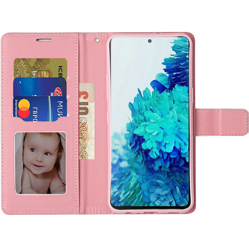For Samsung Galaxy s21, s30 Vegan Design Wallet ID Card Case Cover - Flamingo
