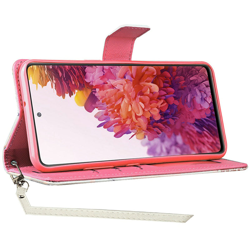 For Samsung Galaxy s21 Plus, s30 Plus Vegan Design Wallet ID Card Case Cover - Flamingo
