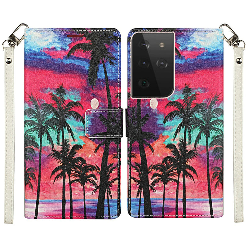 For Samsung Galaxy s21 Plus, s30 Plus Vegan Design Wallet ID Card Case Cover - Beautiful Island