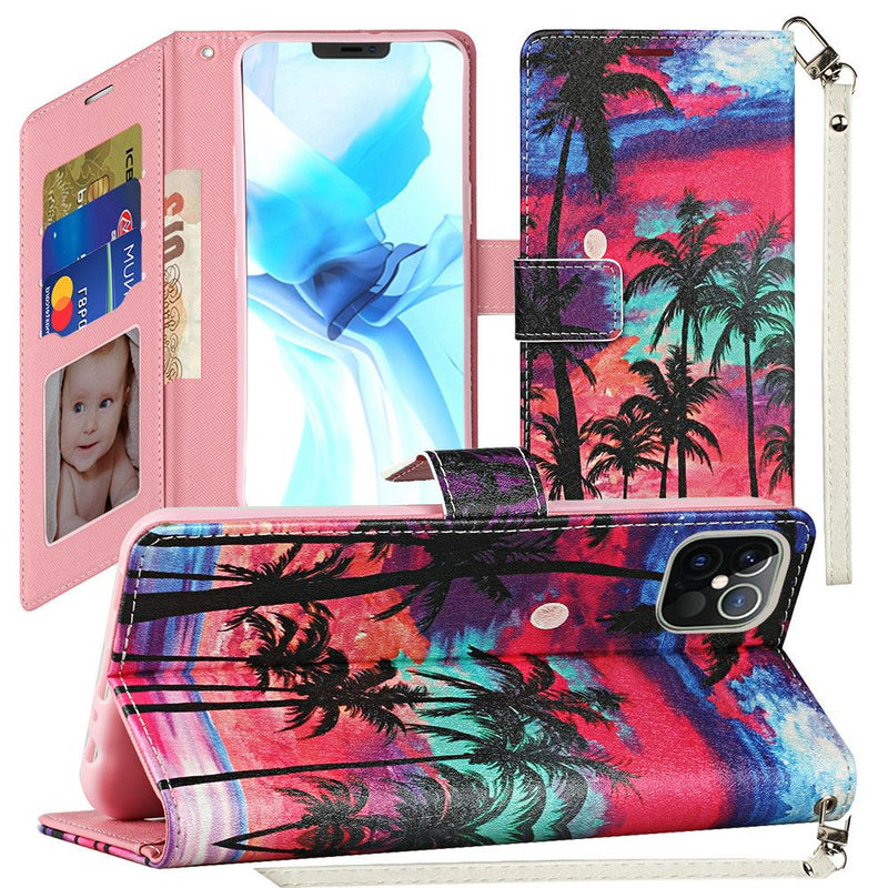 For iPhone 12/Pro (6.1 Only) Vegan Design Wallet ID Card Case Cover - Beautiful Island