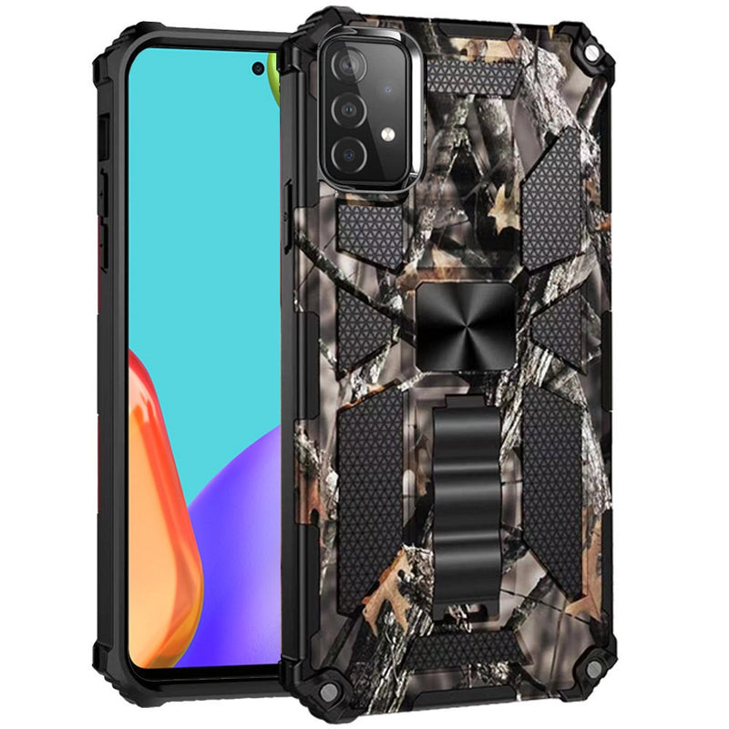 For Samsung Galaxy A52 5G Machine Design Magnetic Kickstand Case Cover - Camo Army