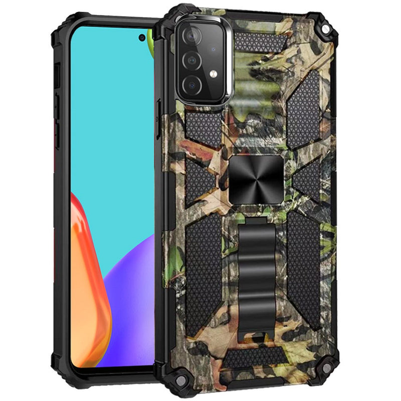 For Samsung Galaxy A52 5G Machine Design Magnetic Kickstand Case Cover - Camo Jungle