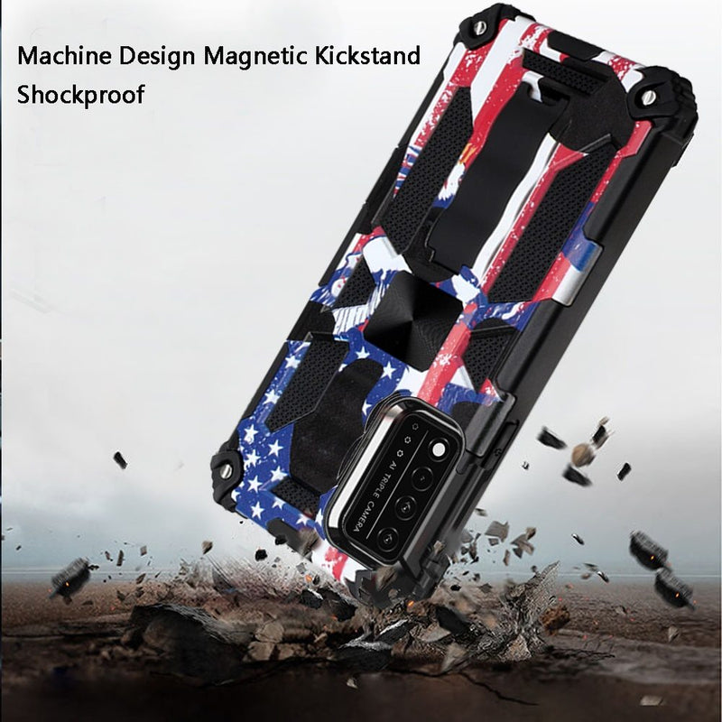 For REVVL V Plus 5G Machine Design Magnetic Kickstand Case Cover - American Flag