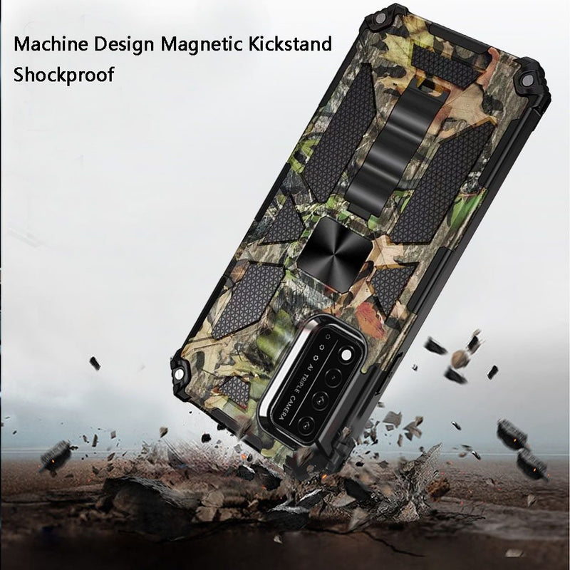 For REVVL V Plus 5G Machine Design Magnetic Kickstand Case Cover - Camo Jungle