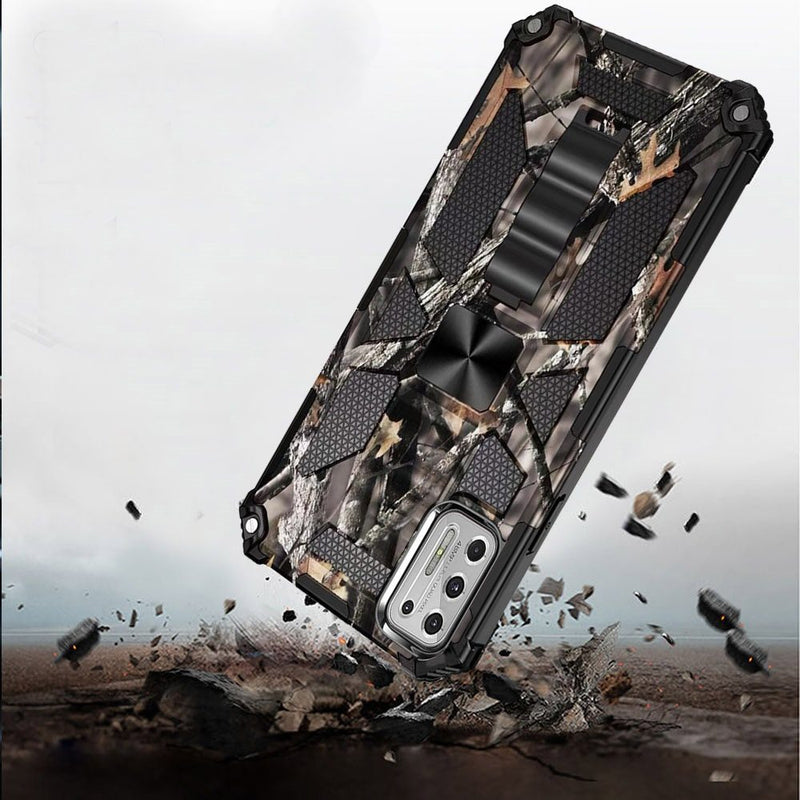 For Moto G Stylus 2021 Machine Design Magnetic Kickstand Case Cover - Camo Army