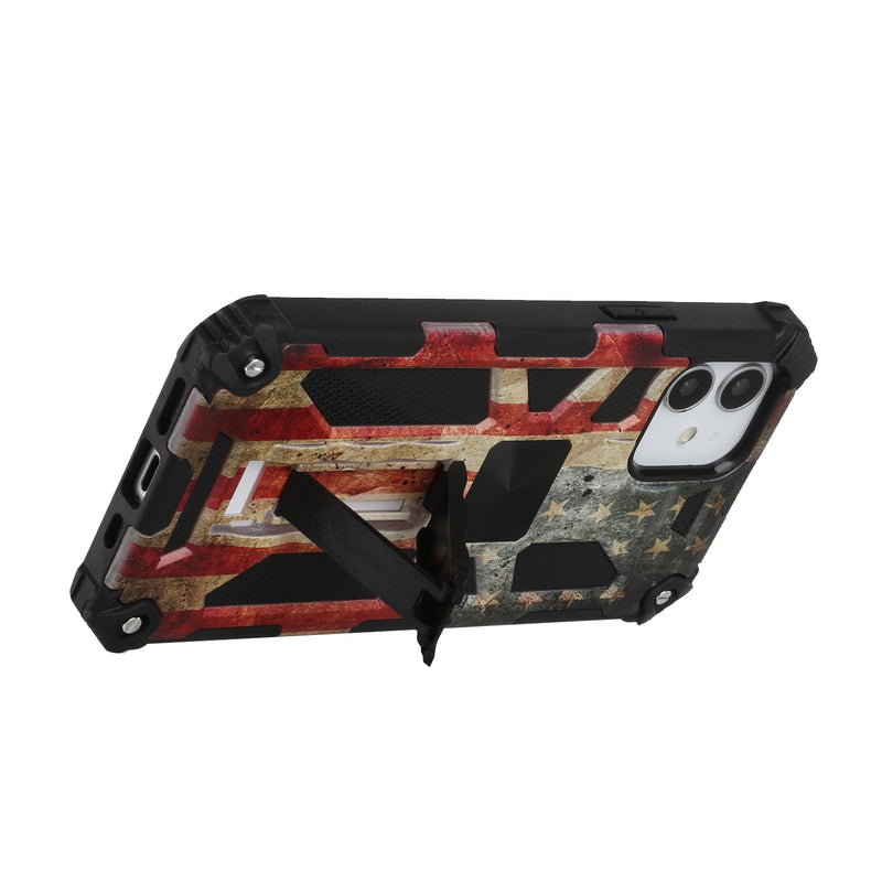 For iPhone 13 Pro Machine Design Magnetic Kickstand Case Cover - Flag Camo