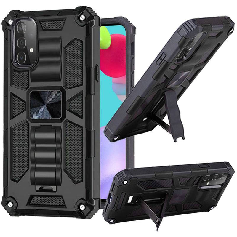 For Samsung Galaxy A52 5G Machine Magnetic Kickstand Case Cover - Black