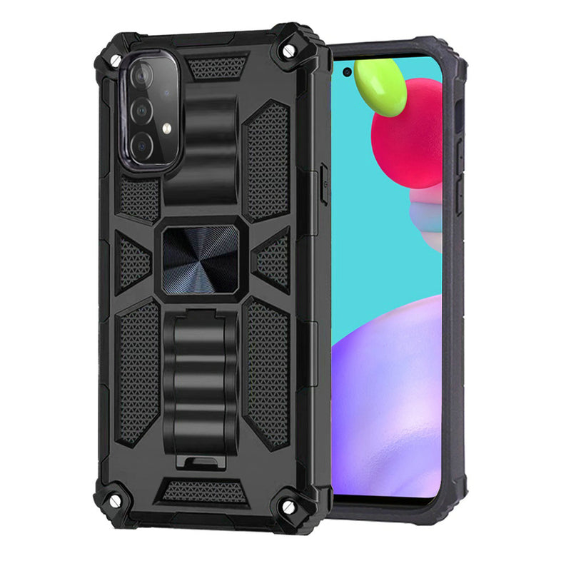 For Samsung Galaxy A52 5G Machine Magnetic Kickstand Case Cover - Black