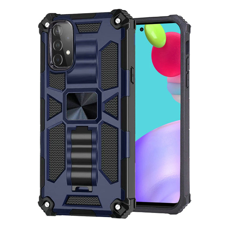 For Samsung Galaxy A52 5G Machine Magnetic Kickstand Case Cover - Dark Blue