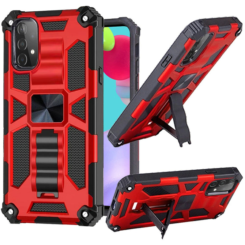 For Samsung Galaxy A52 5G Machine Magnetic Kickstand Case Cover - Red