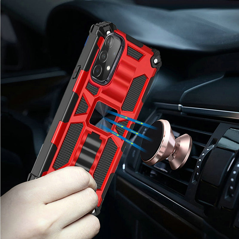 For Samsung Galaxy A52 5G Machine Magnetic Kickstand Case Cover - Red