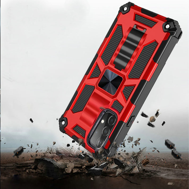 For Samsung Galaxy A52 5G Machine Magnetic Kickstand Case Cover - Red