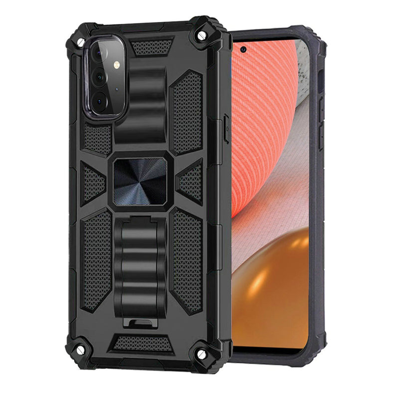 For Samsung Galaxy A72 5G Machine Magnetic Kickstand Case Cover - Black