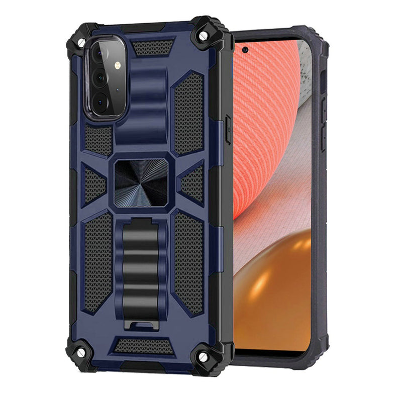 For Samsung Galaxy A72 5G Machine Magnetic Kickstand Case Cover - Dark Blue