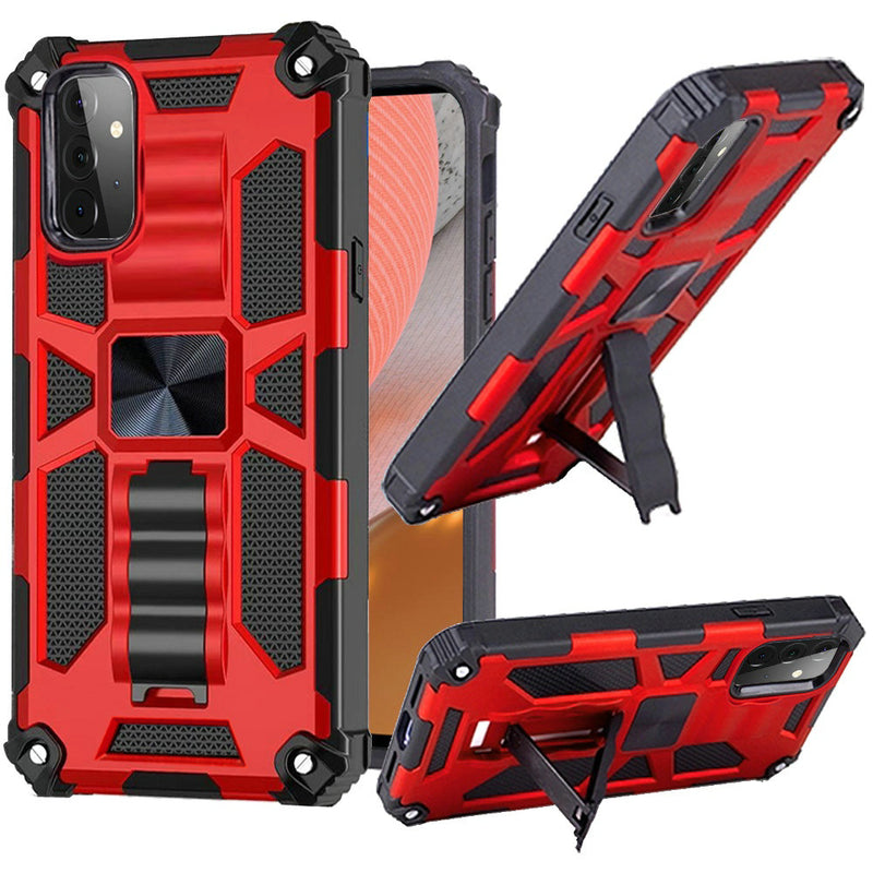 For Samsung Galaxy A72 5G Machine Magnetic Kickstand Case Cover - Red