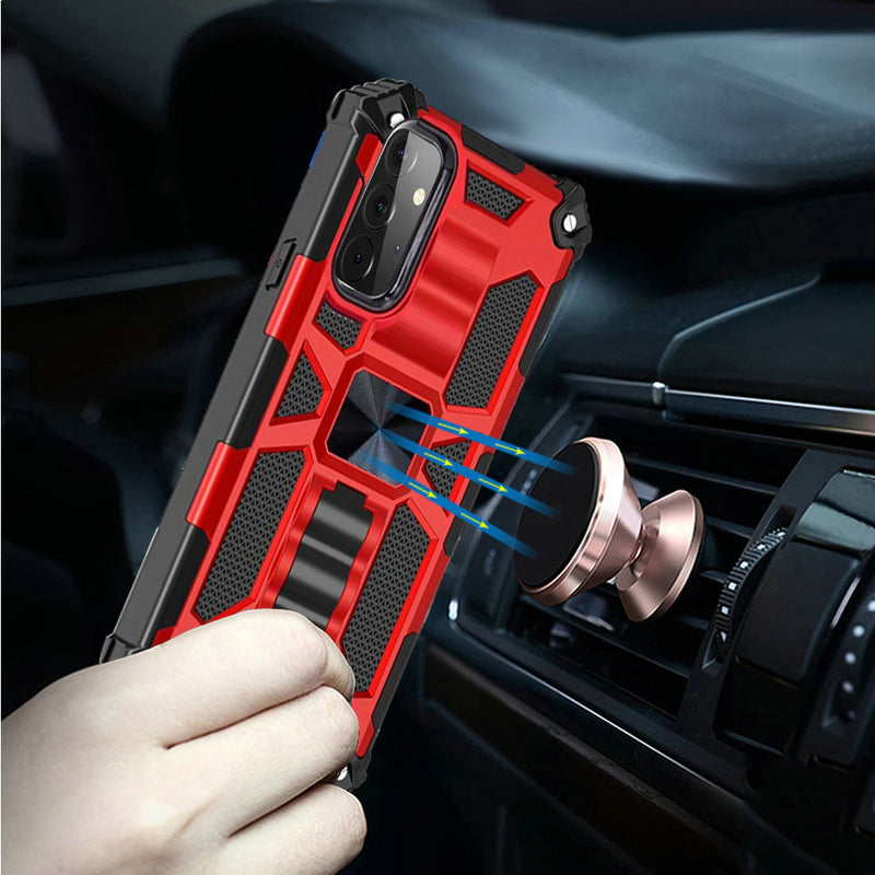 For Samsung Galaxy A72 5G Machine Magnetic Kickstand Case Cover - Red