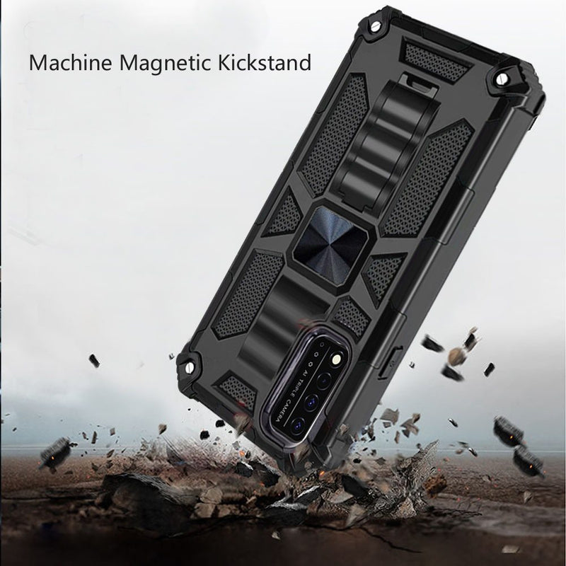 For REVVL V Plus 5G Machine Magnetic Kickstand Case Cover - Black