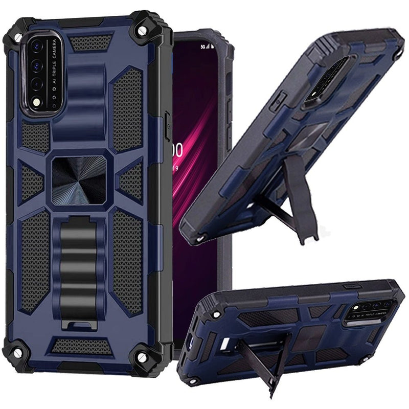 For REVVL V Plus 5G Machine Magnetic Kickstand Case Cover - Dark Blue