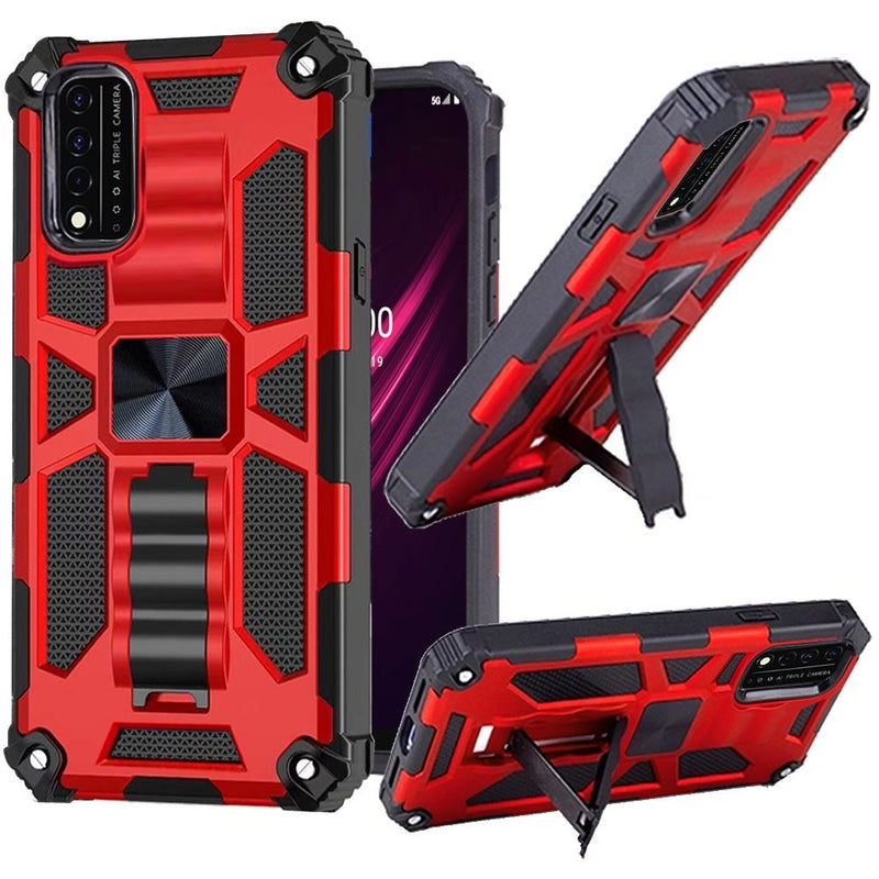 For REVVL V Plus 5G Machine Magnetic Kickstand Case Cover - Red