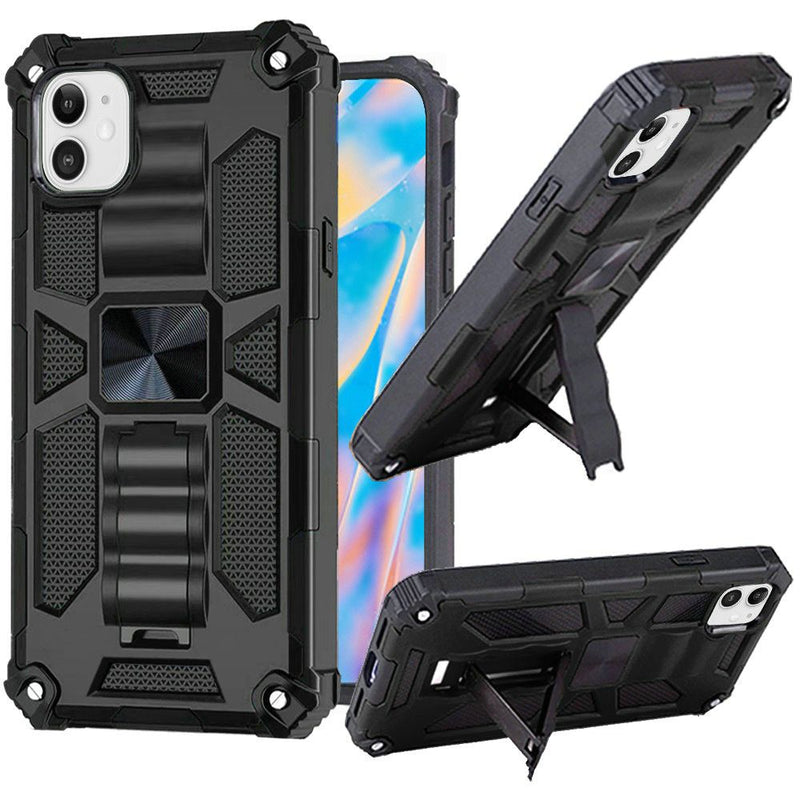 For Apple iPhone 14 PRO MAX 6.7" Machine Magnetic Kickstand Case Cover - Black